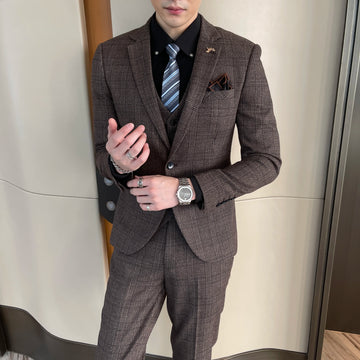 Conjunto terno xadrez masculino (terno + colete + calças)
